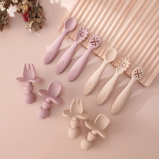 Kit Sensorial de Talheres Personalizados – 5 Peças em Silicone