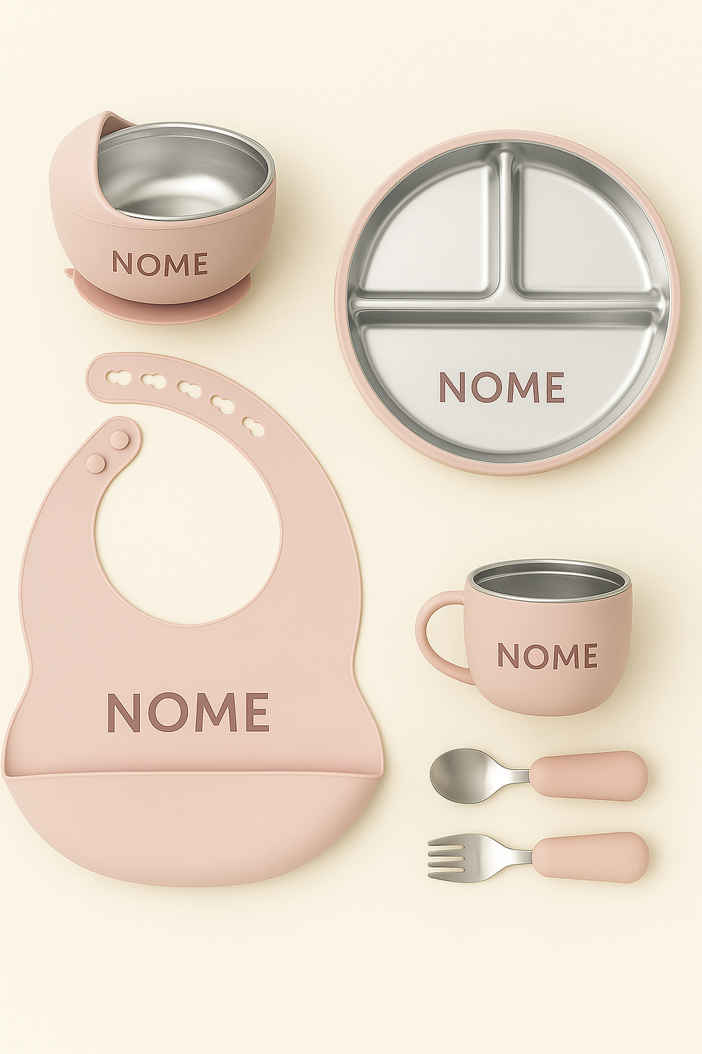 Kit Alimentação Personalizado - Aço Inox e Silicone