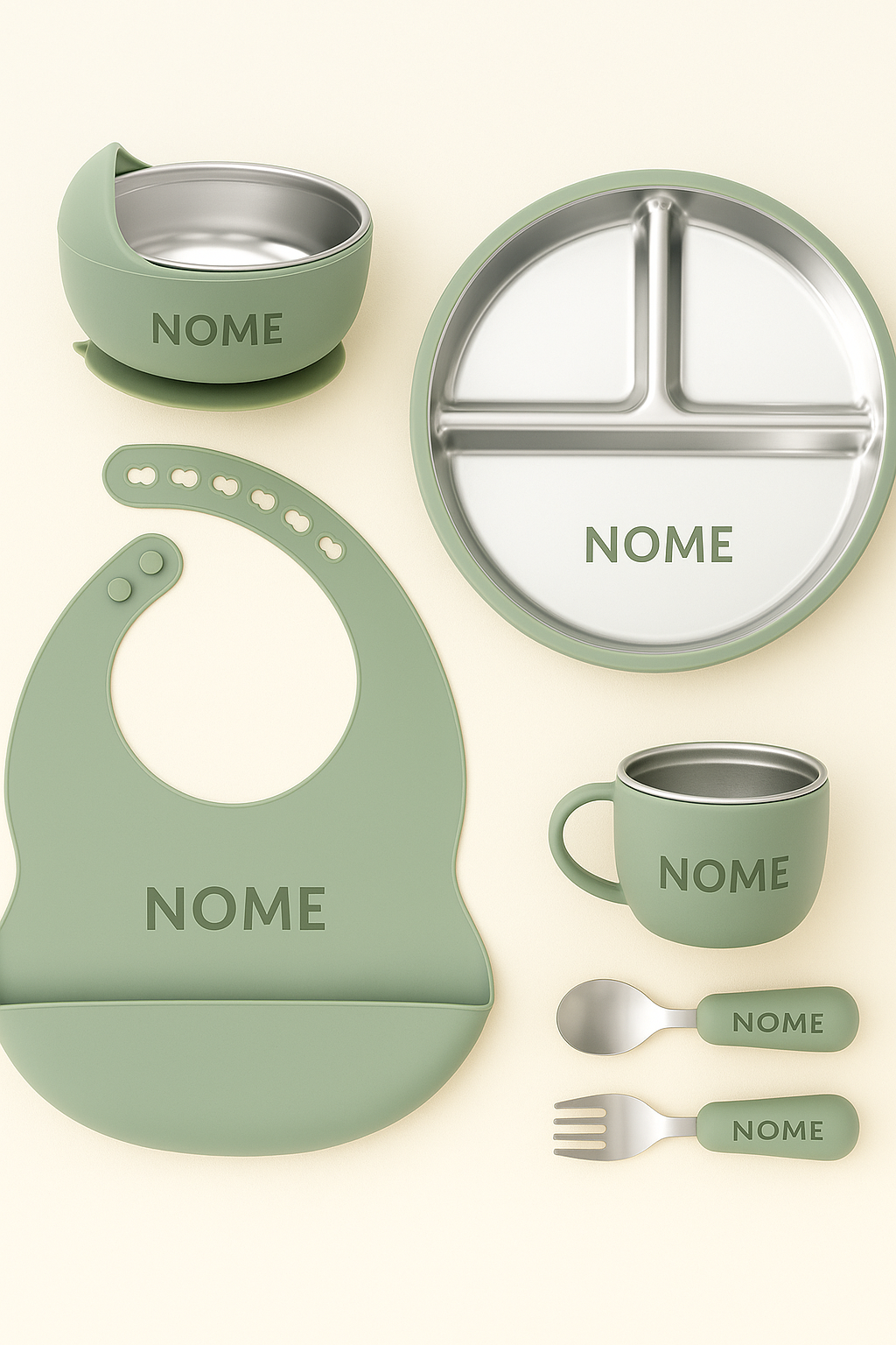 Kit Alimentação Personalizado - Aço Inox e Silicone
