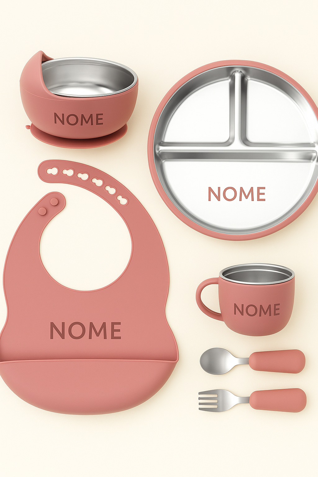 Kit Alimentação Personalizado - Aço Inox e Silicone