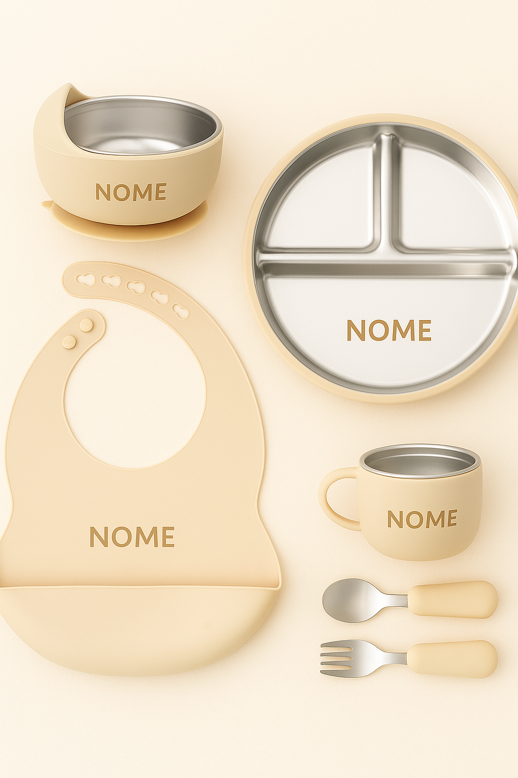 Kit Alimentação Personalizado - Aço Inox e Silicone