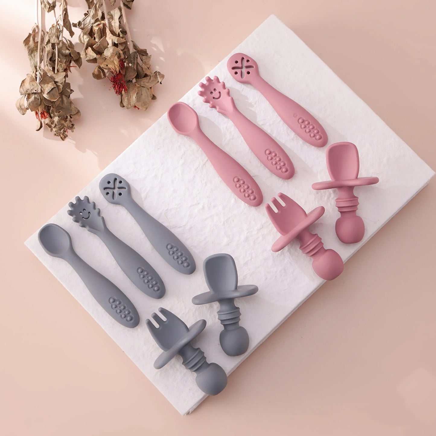 Kit Sensorial de Talheres Personalizados – 5 Peças em Silicone